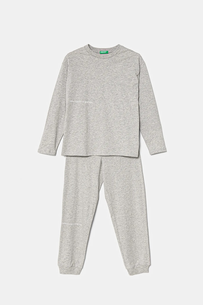 United Colors of Benetton pijama culoarea gri, 30960P08D United Colors of Benetton pijama culoarea gri, 30960P08D