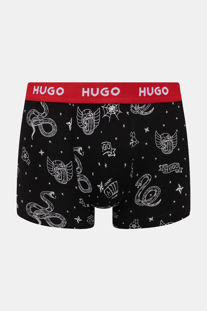 HUGO boxerky pánske bavlnené s elastanom TRIPLET DESIGN 3-pak