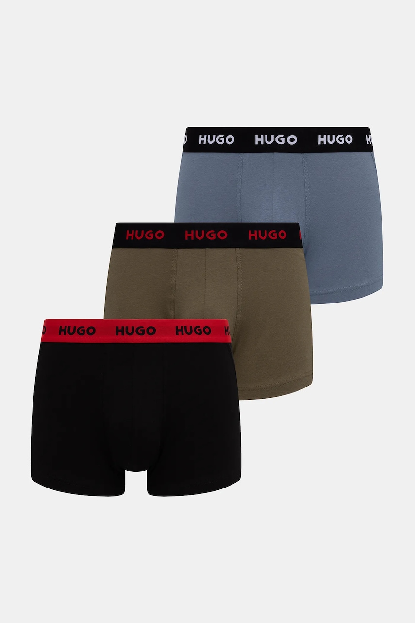 HUGO bokserki męskie bawełniane z elastanem TRUNK TRIPLET PACK 3-pack