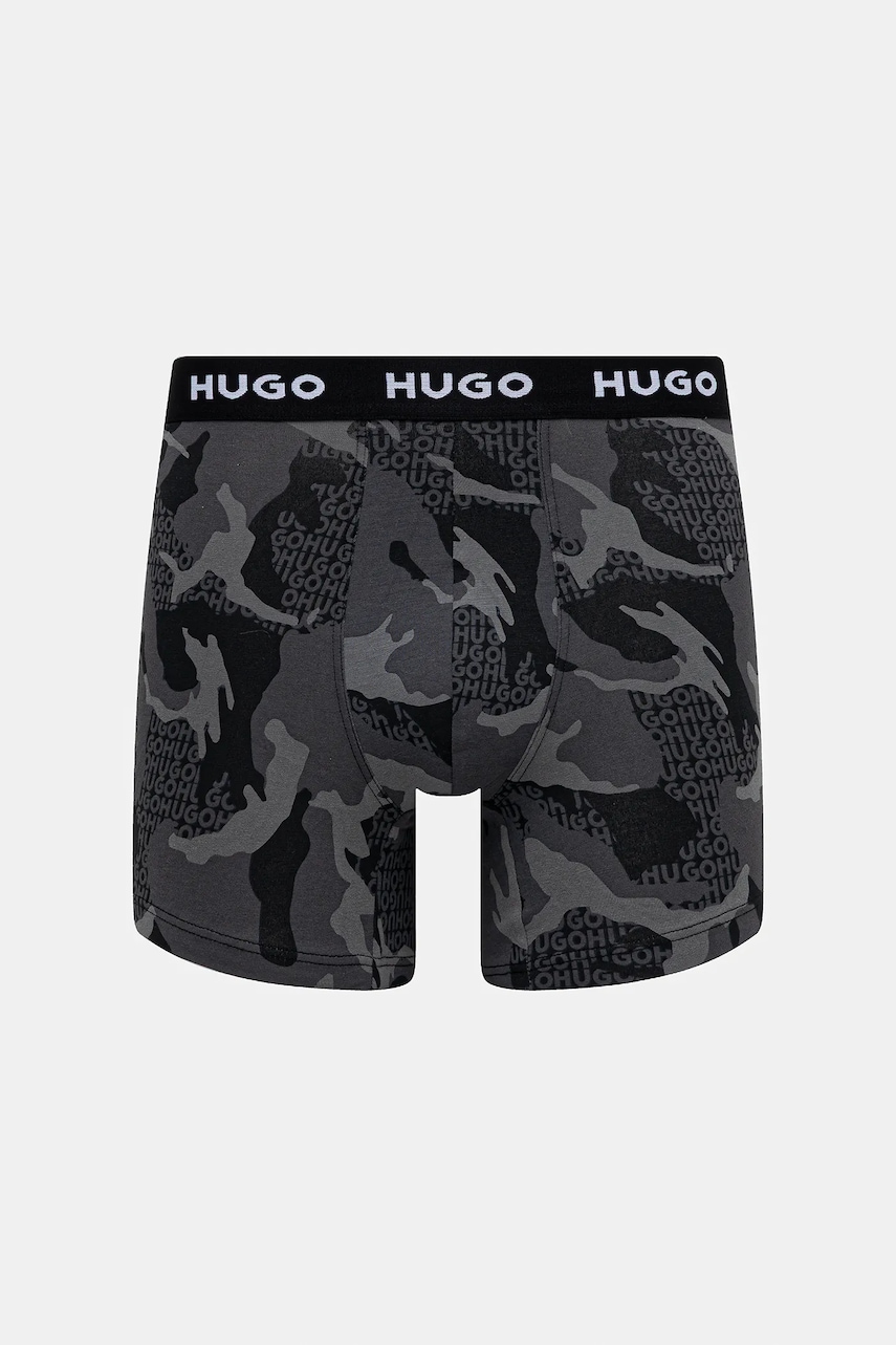 HUGO boxerky pánske bavlnené s elastanom BOXERBR TRIPLET DESIGN 3-pack