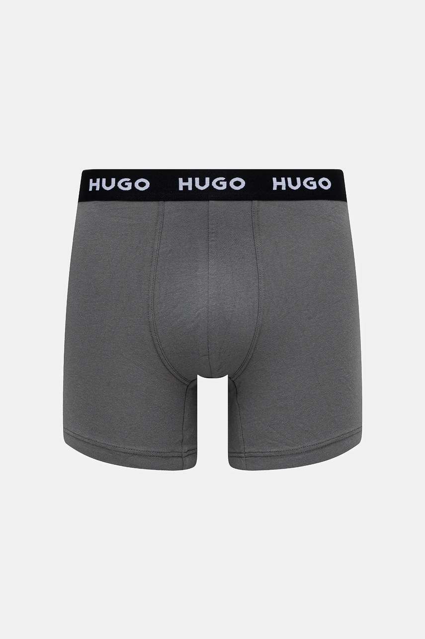 HUGO boxerky pánske bavlnené s elastanom BOXERBR TRIPLET DESIGN 3-pack