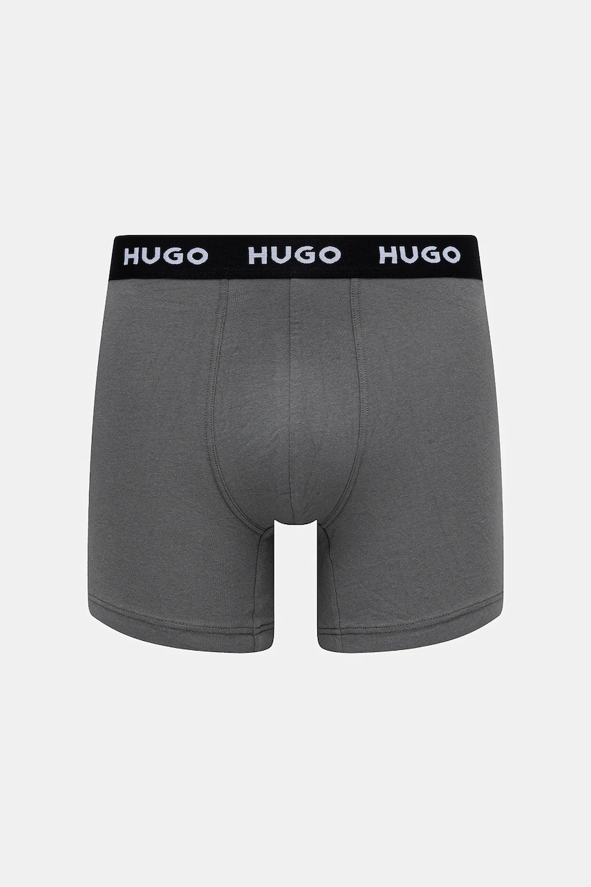 HUGO boxerky pánske bavlnené s elastanom BOXERBR TRIPLET DESIGN 3-pack