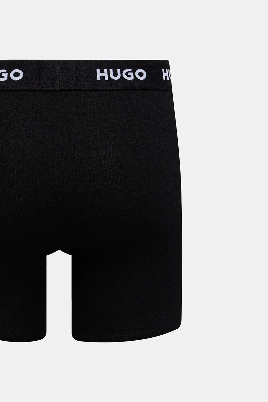HUGO boxerky pánske bavlnené s elastanom BOXERBR TRIPLET DESIGN 3-pack