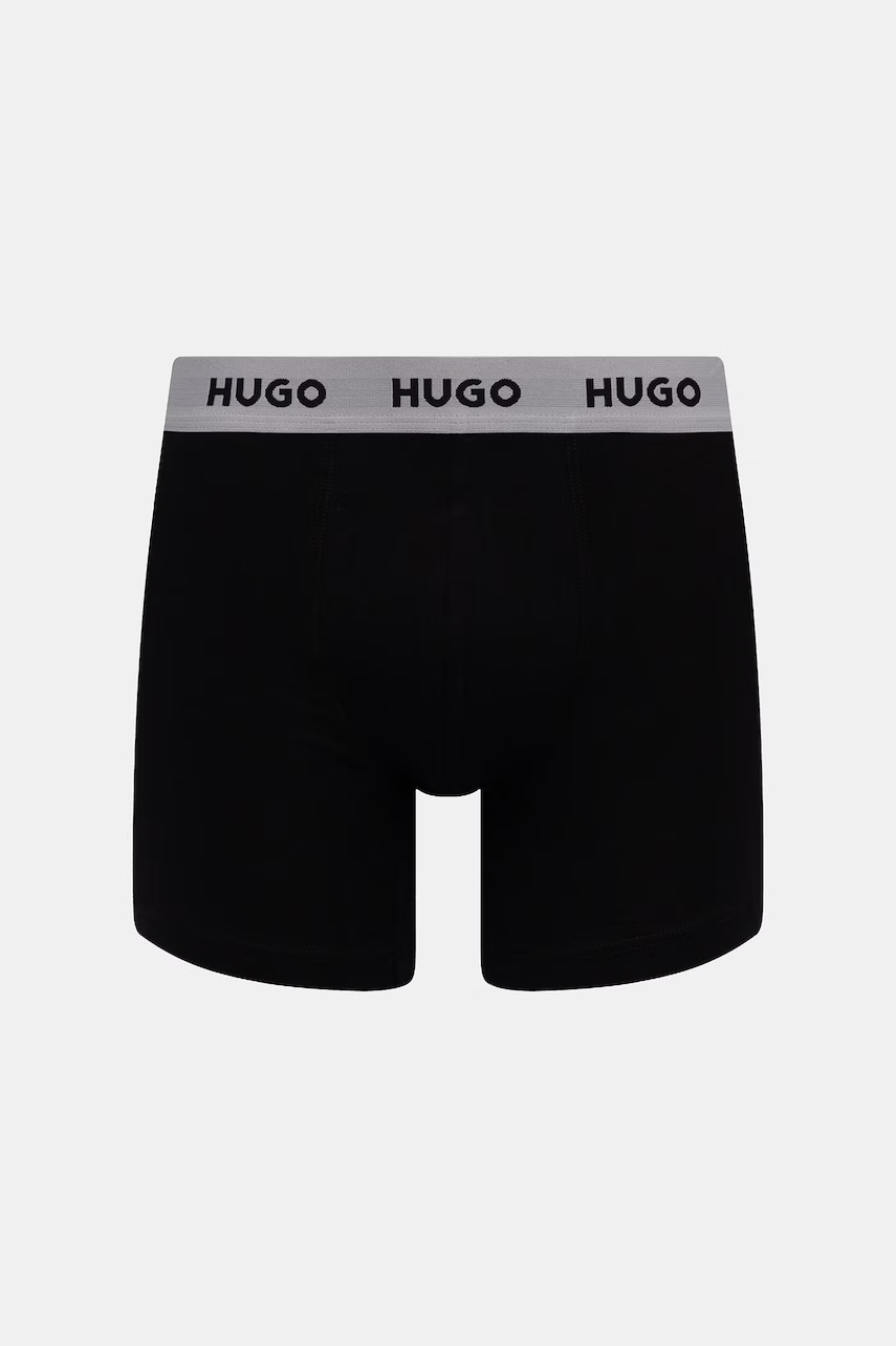 HUGO boxerky pánske bavlnené s elastanom BOXERBR TRIPLET DESIGN 3-pak