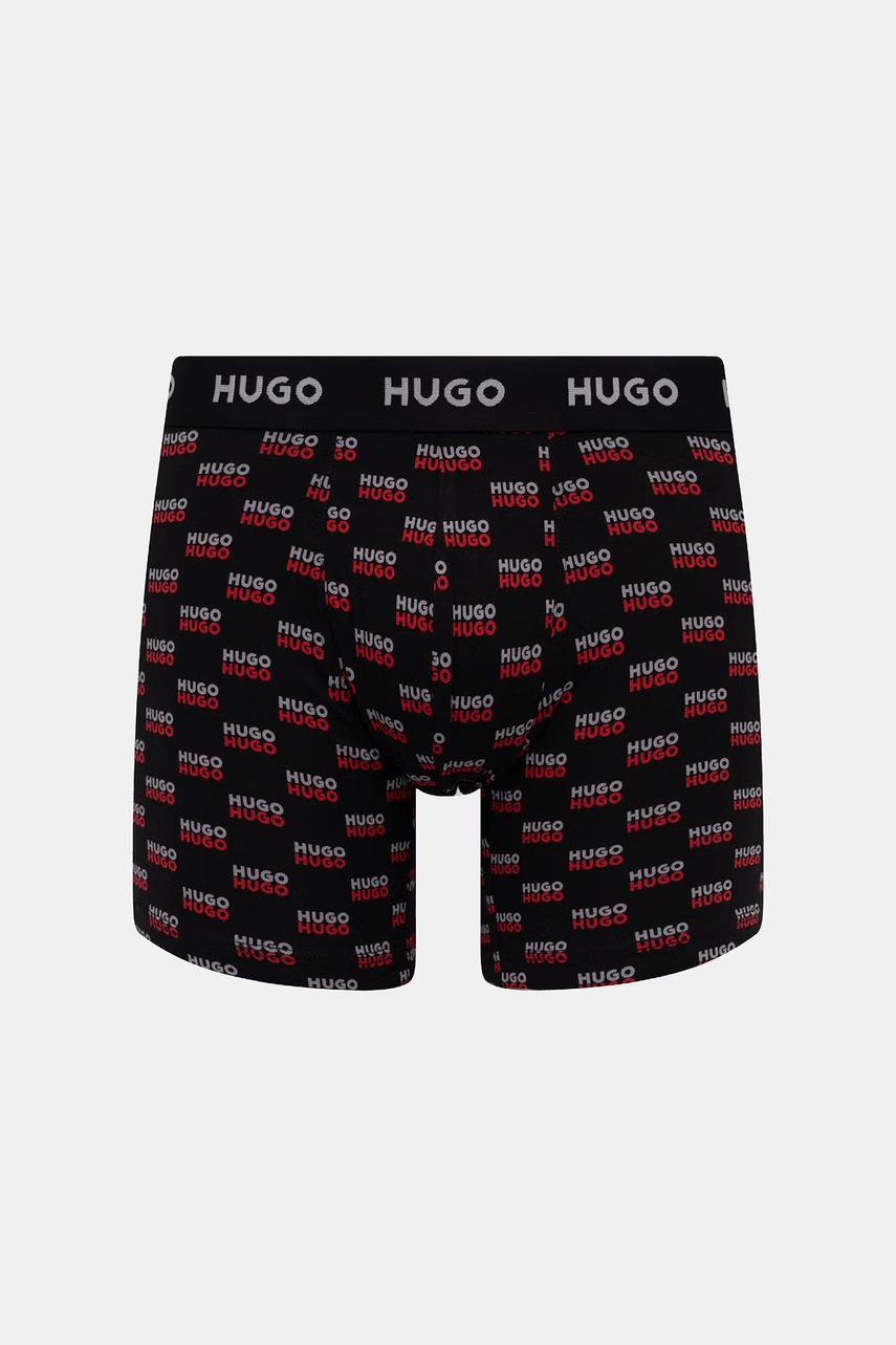 HUGO boxerky pánske bavlnené s elastanom BOXERBR TRIPLET DESIGN 3-pak