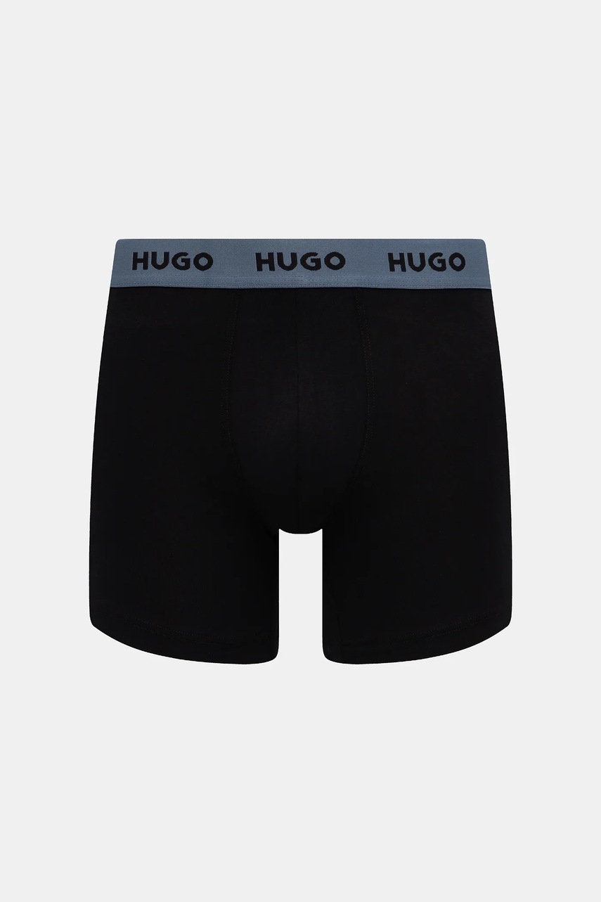 HUGO boxerky pánske bavlnené s elastanom BOXERBR TRIPLET DESIGN 3-pak