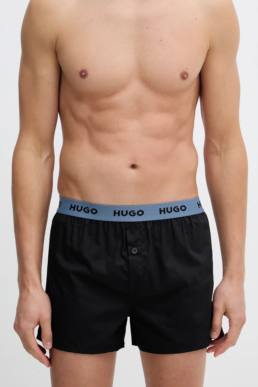 HUGO voľné boxerky pánske bavlnené WOVEN BOXER TRIPLET 3-pak