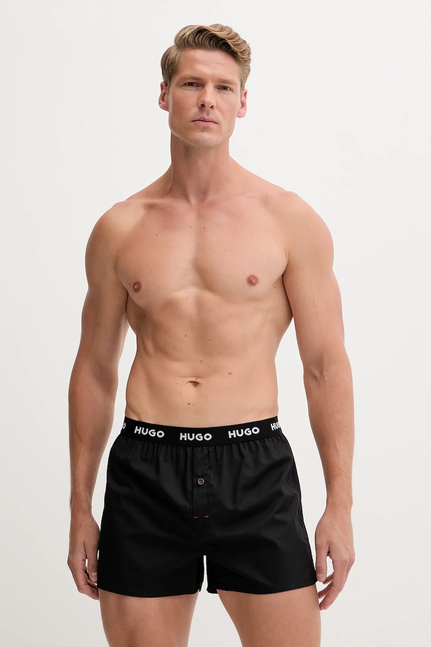 Levně Bavlněné boxerky HUGO 3-pack tmavomodrá barva, 50532565