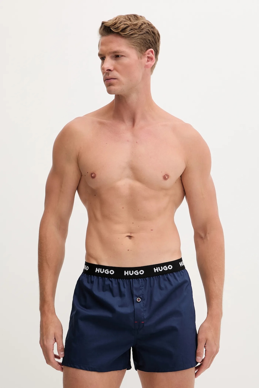 Хлопковые боксёры HUGO 3 шт цвет синий 50532565