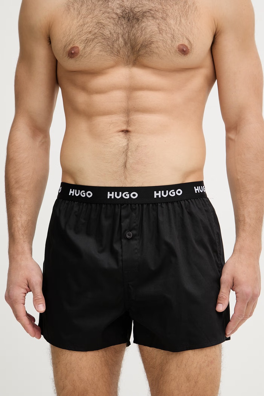 HUGO voľné boxerky pánske bavlnené WOVEN BOXER TRIPLET 3-pak
