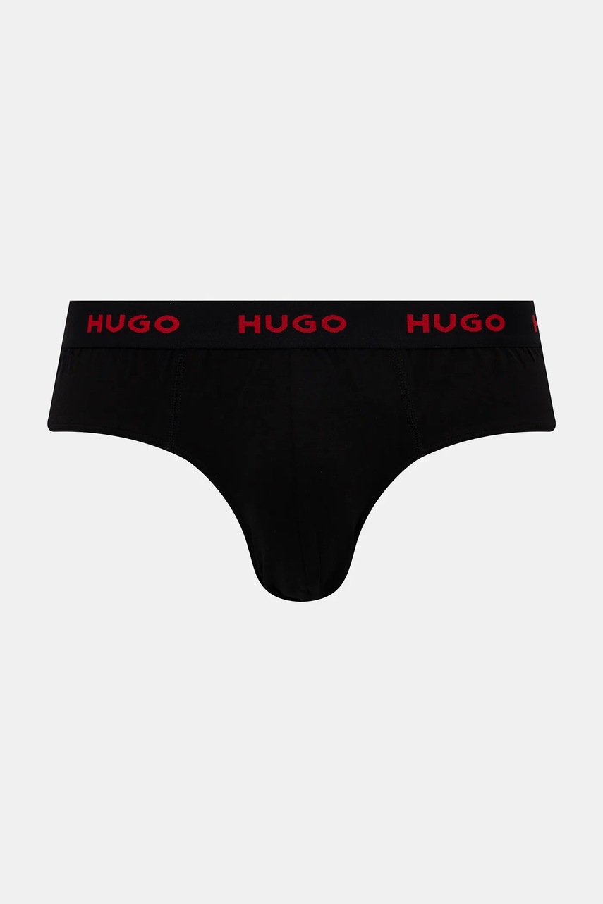 HUGO slipy pánske bavlnené s elastanom HIPBRIEF TRIPLETPACK 3-pak
