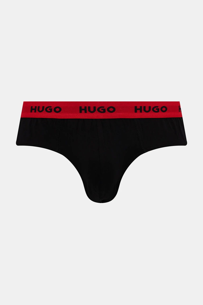HUGO slipy pánske bavlnené s elastanom HIPBRIEF TRIPLETPACK 3-pak