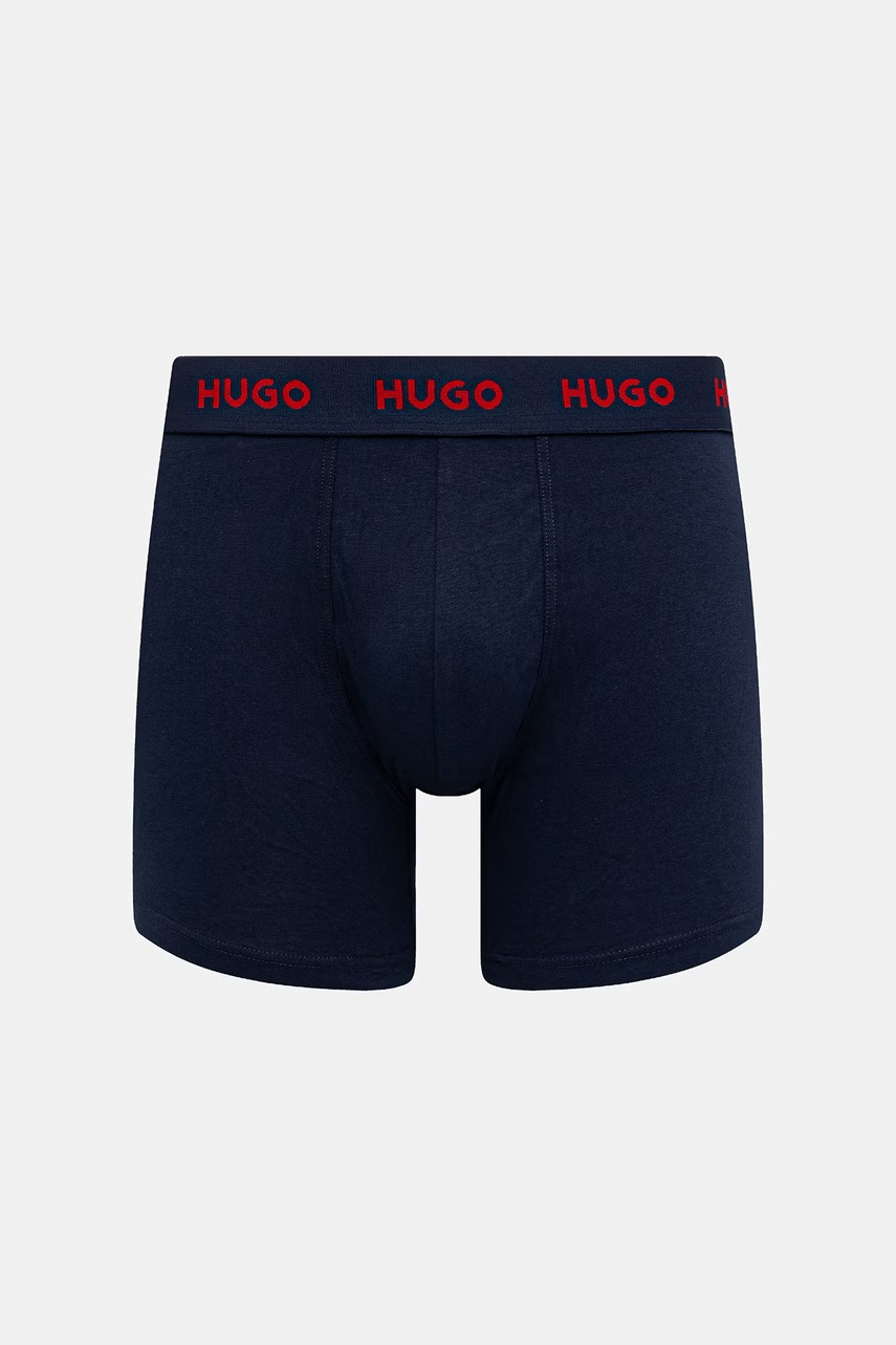 HUGO boxerky pánske bavlnené s elastanom BOXERBR TRIPLET PACK 3-pak