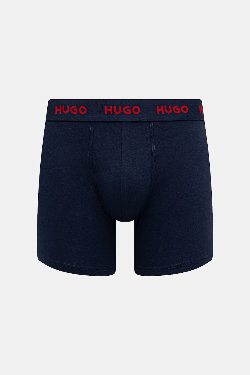 HUGO boxerky pánske bavlnené s elastanom BOXERBR TRIPLET PACK 3-pak