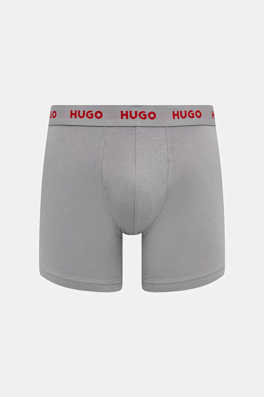 HUGO boxerky pánske bavlnené s elastanom BOXERBR TRIPLET PACK 3-pak