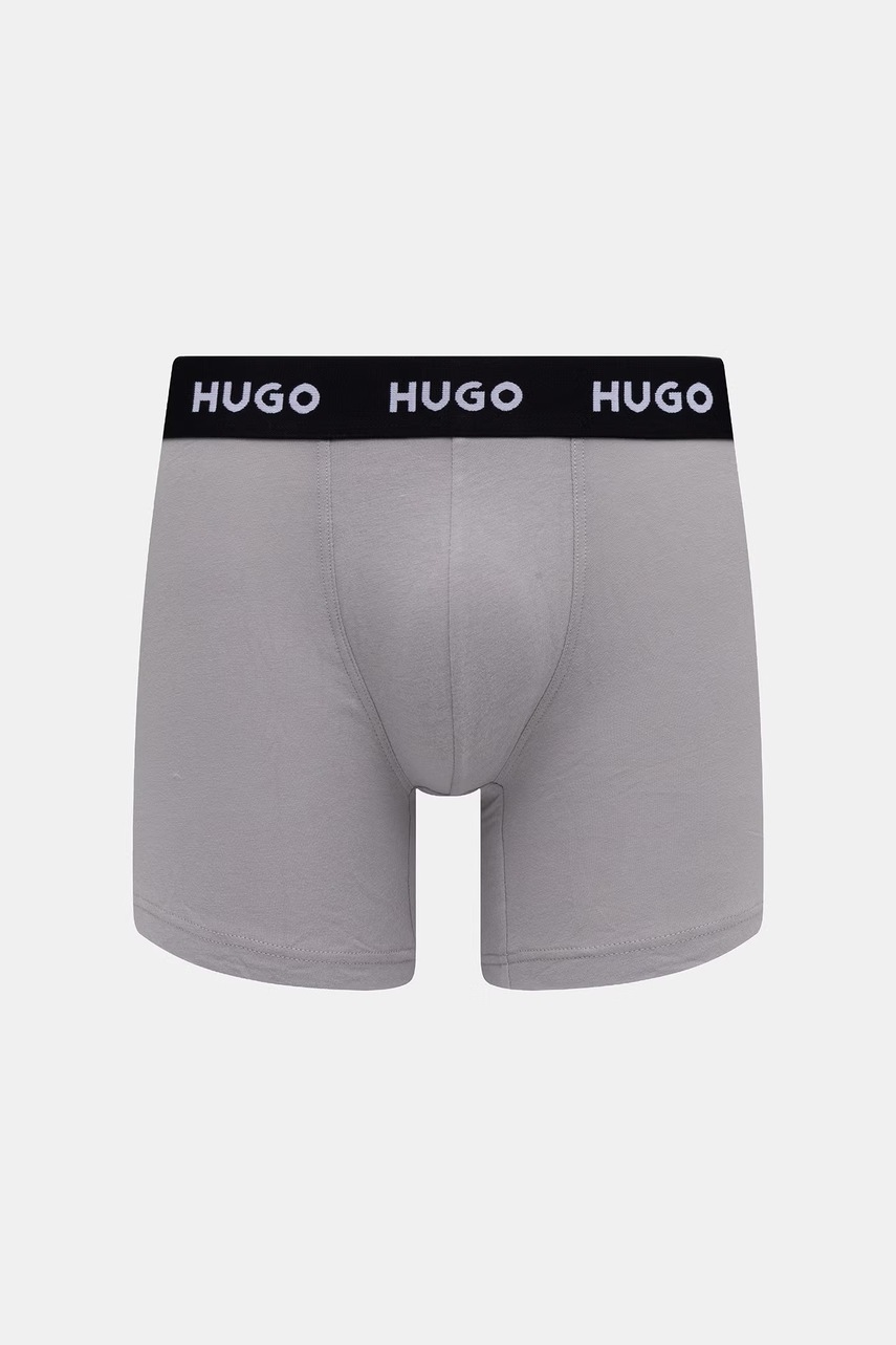 HUGO boxerky pánske bavlnené s elastanom BOXERBR TRIPLET PACK 3-pak