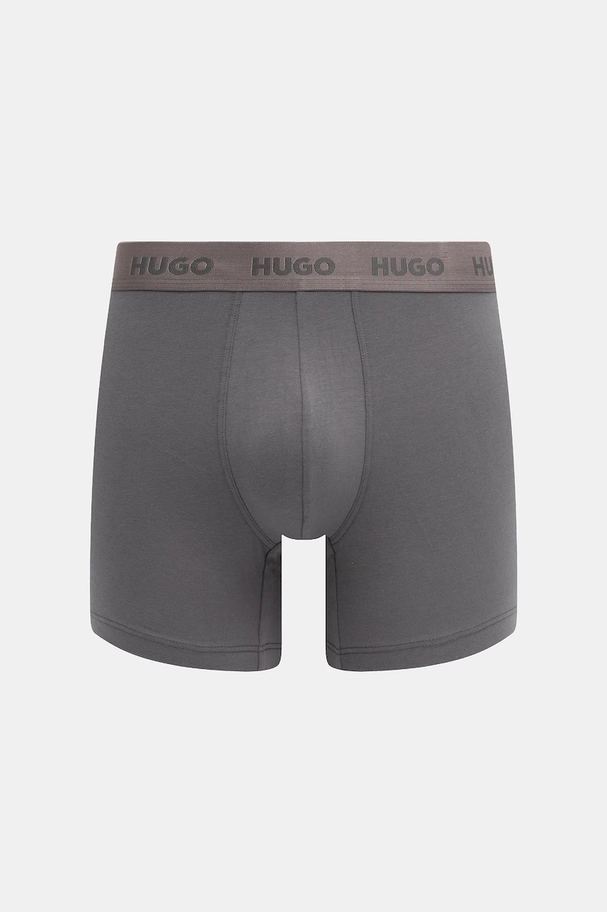 HUGO boxerky pánske bavlnené s elastanom BOXERBR TRIPLET PACK 3-pak