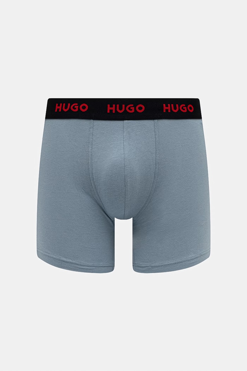 HUGO boxerky pánske bavlnené s elastanom BOXERBR TRIPLET PACK 3-pack