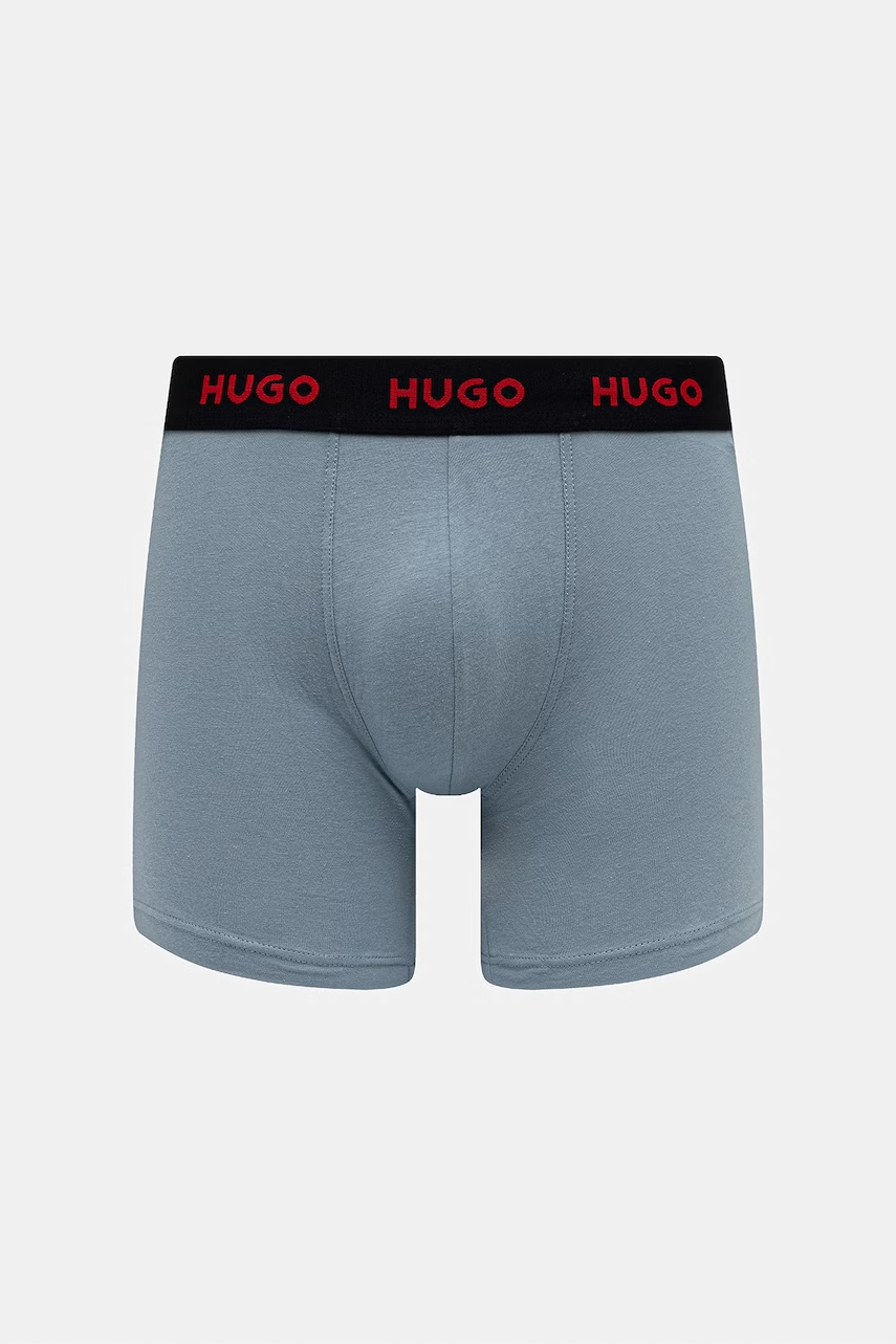 HUGO boxerky pánske bavlnené s elastanom BOXERBR TRIPLET PACK 3-pack