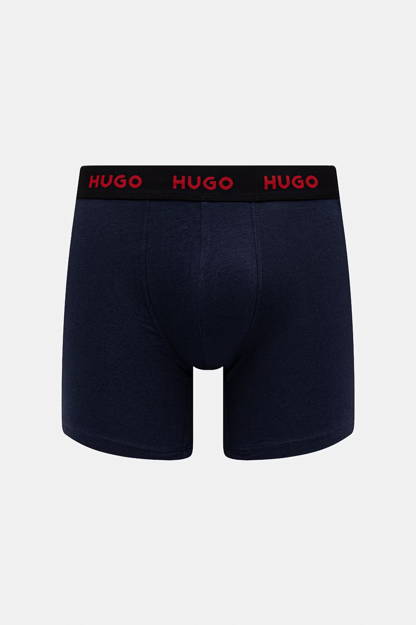 HUGO boxerky pánske bavlnené s elastanom BOXERBR TRIPLET PACK 3-pack