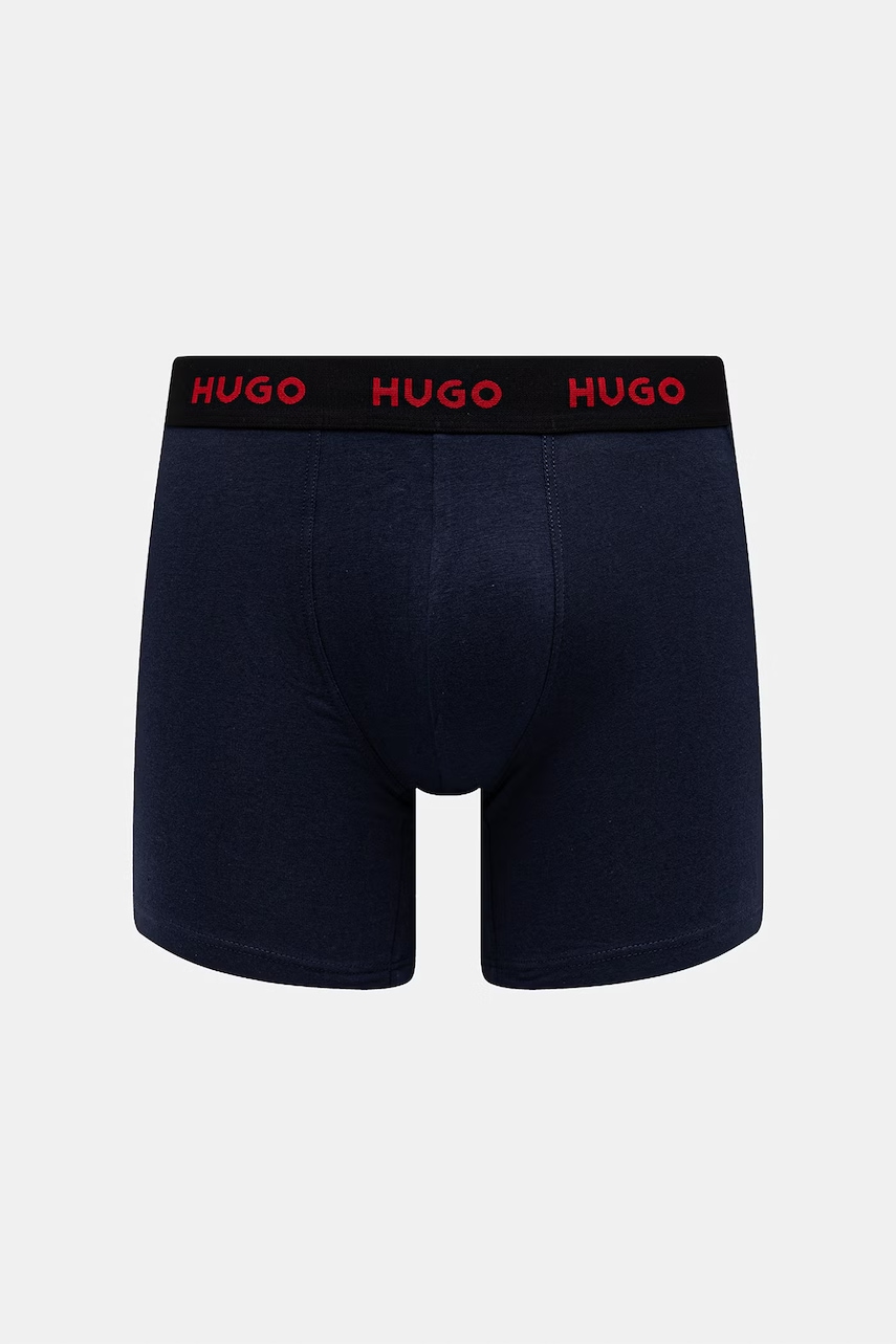 HUGO boxerky pánske bavlnené s elastanom BOXERBR TRIPLET PACK 3-pack