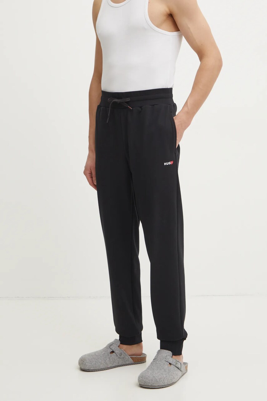 HUGO pantaloni de lounge culoarea negru, cu imprimeu, 50532302