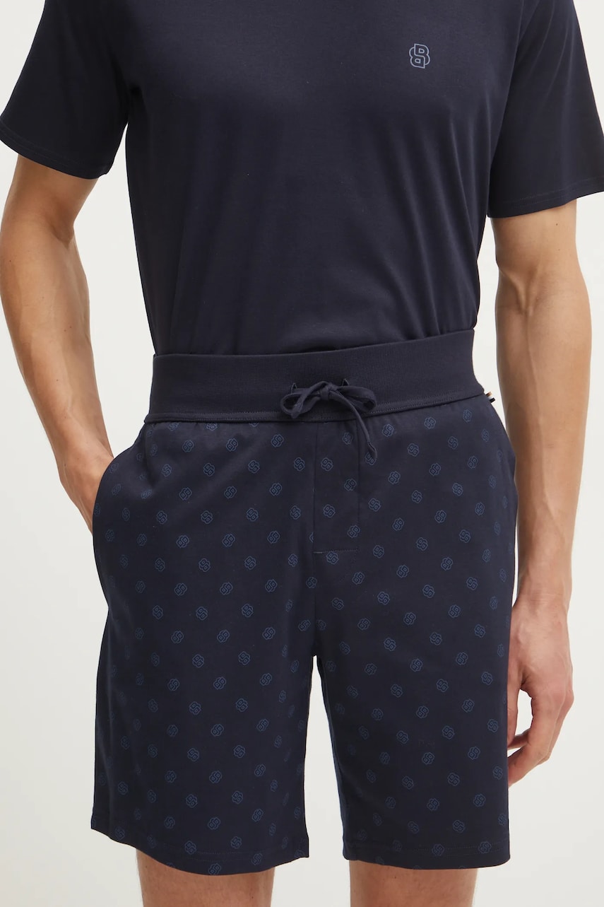 BOSS pantaloni scurți de pijama din bumbac culoarea albastru marin, modelator, 50535739 BOSS pantaloni scurți de pijama din bumbac culoarea albastru marin, modelator, 50535739