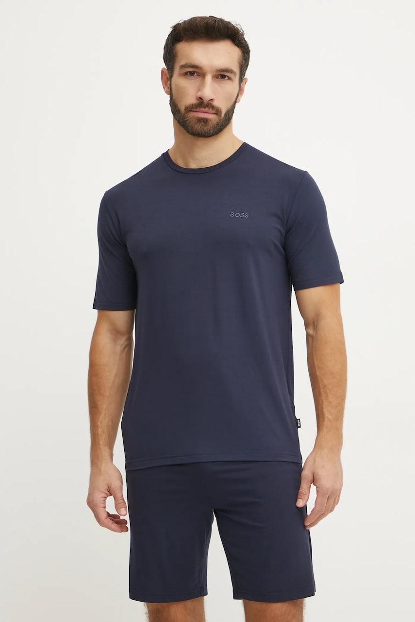 BOSS pijama barbati, culoarea bleumarin, uni, 50535826
