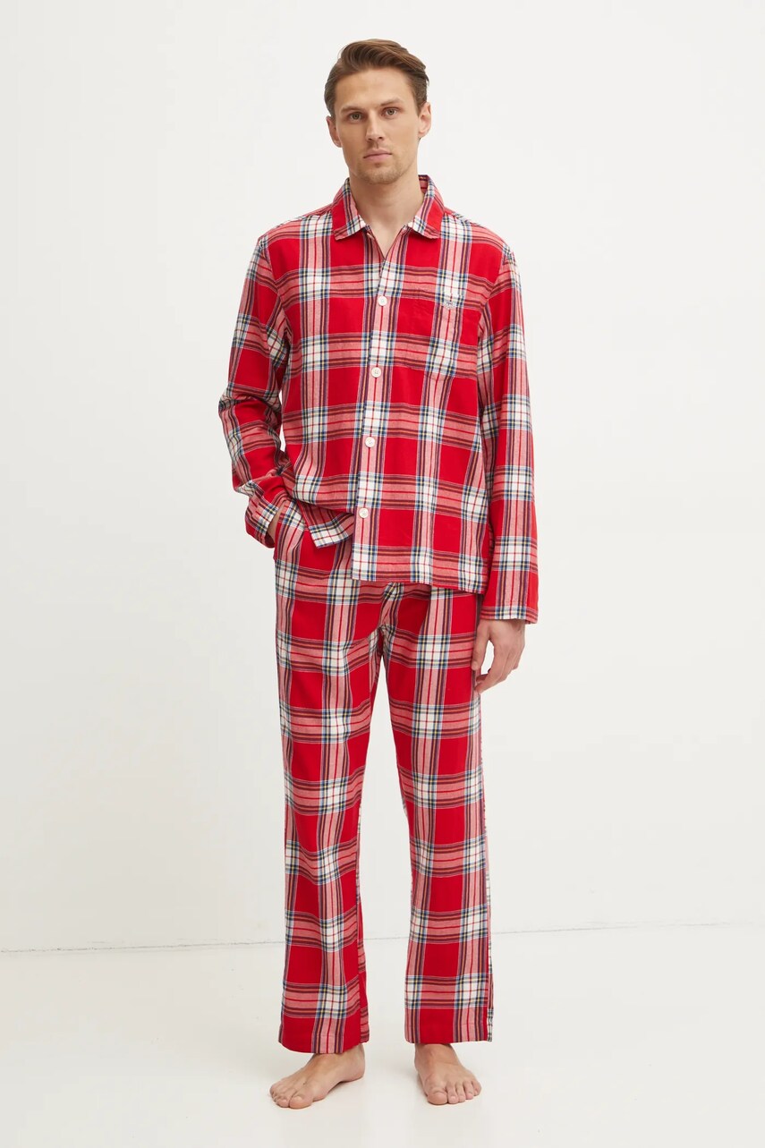 Gant pijamale de bumbac culoarea rosu, cu imprimeu, 902449000