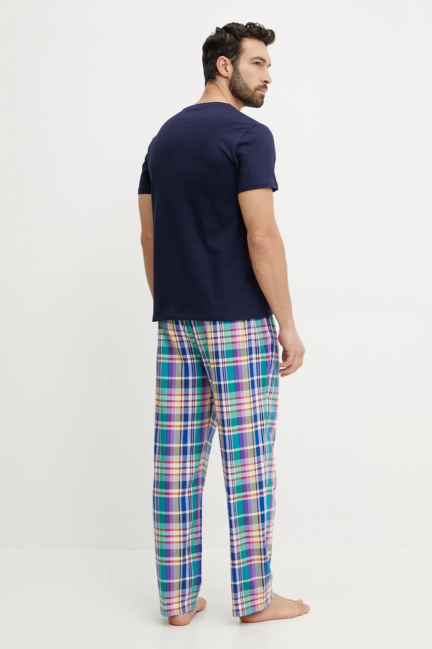 Хлопковая пижама Polo Ralph Lauren мужская цвет синий узор 714931645 Хлопковая пижама Polo Ralph Lauren мужская цвет синий узор 714931645