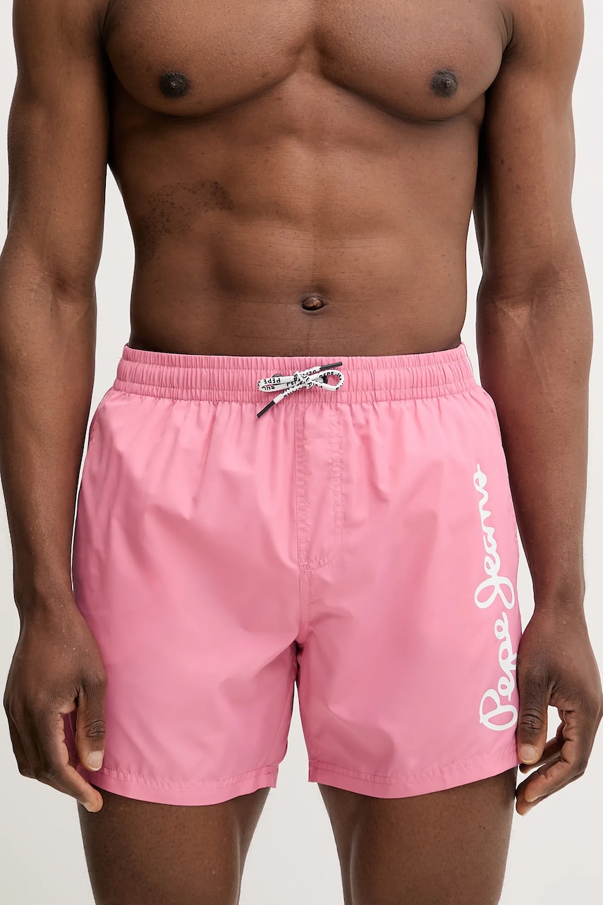 Pepe Jeans pantaloni scurți de baie LOGO SWIMSHORT culoarea roz, PMB10419 Pepe Jeans pantaloni scurți de baie LOGO SWIMSHORT culoarea roz, PMB10419