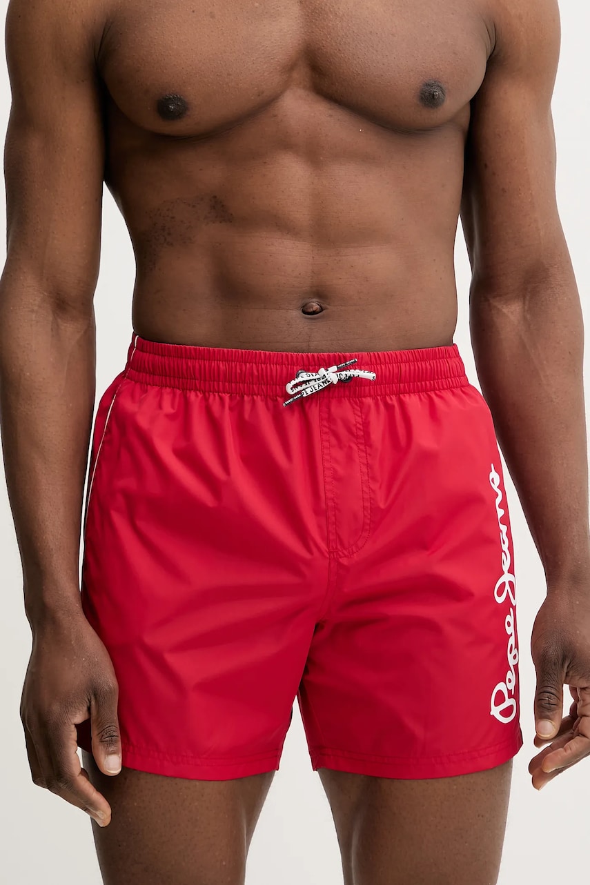 Pepe Jeans pantaloni scurți de baie LOGO SWIMSHORT culoarea roșu, PMB10419 Pepe Jeans pantaloni scurți de baie LOGO SWIMSHORT culoarea roșu, PMB10419