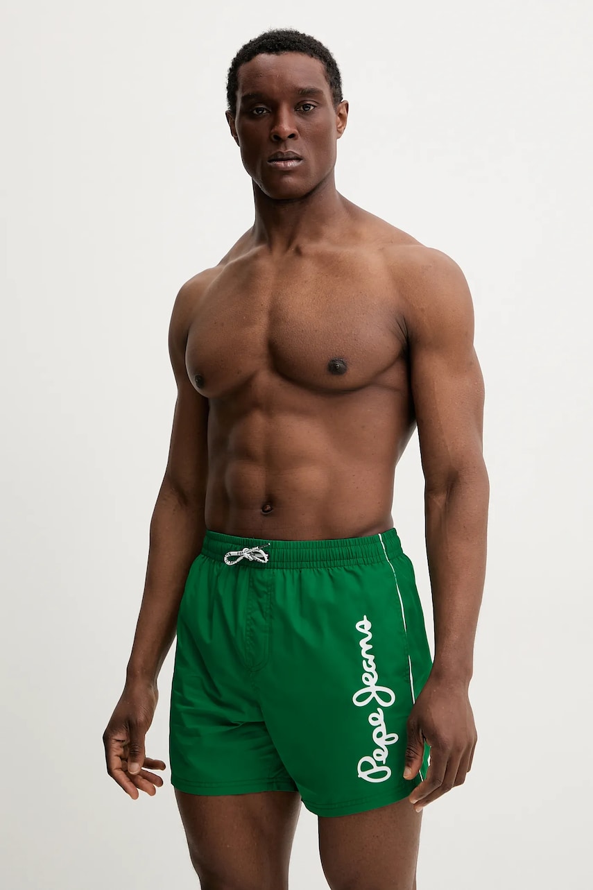 Pepe Jeans pantaloni scurți de baie LOGO SWIMSHORT culoarea verde, PMB10419 Pepe Jeans pantaloni scurți de baie LOGO SWIMSHORT culoarea verde, PMB10419