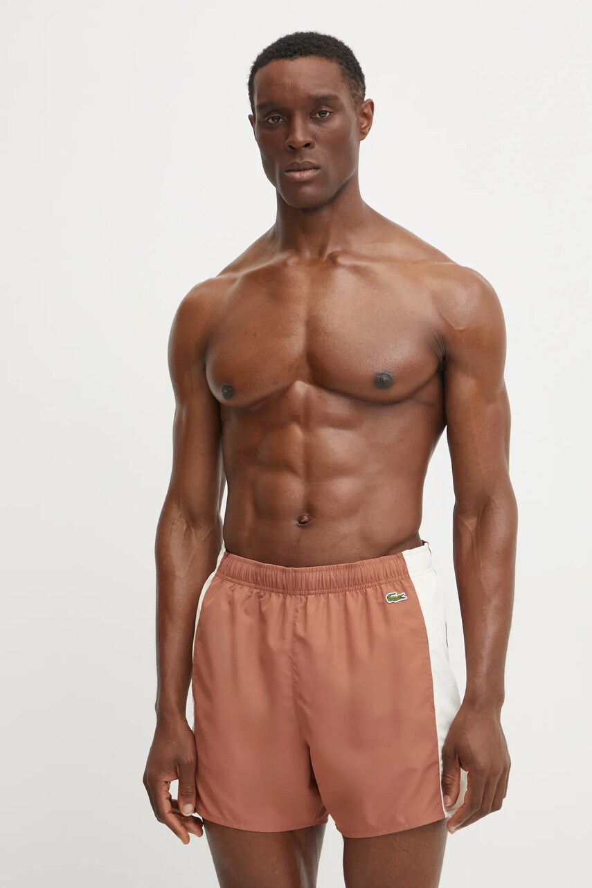 Lacoste pantaloni scurti de baie culoarea maro, MH9085