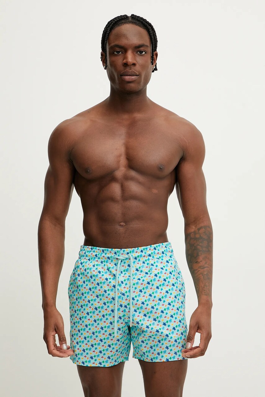 Vilebrequin pantaloni scurti de baie MOORISE culoarea turcoaz, MSOCF139