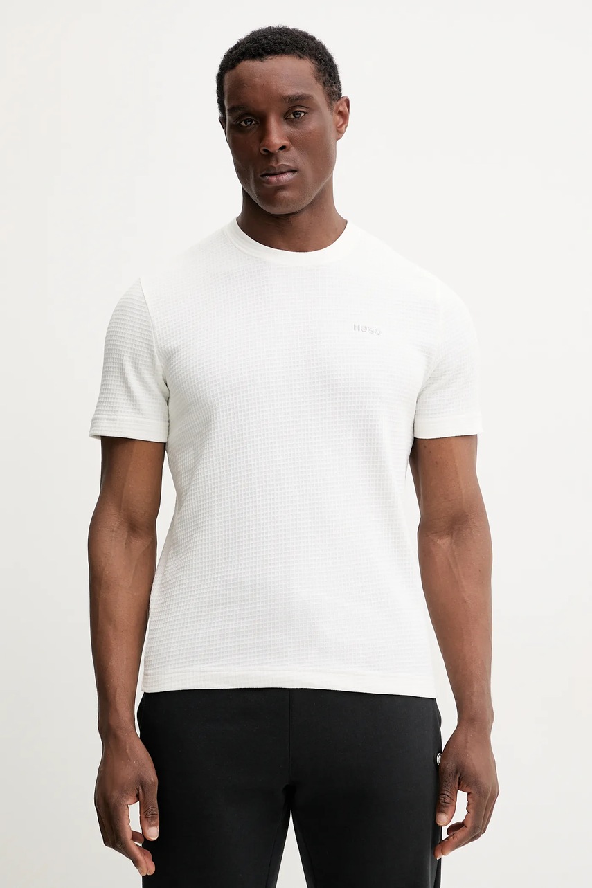 HUGO tricou barbati, culoarea bej, neted, 50532011