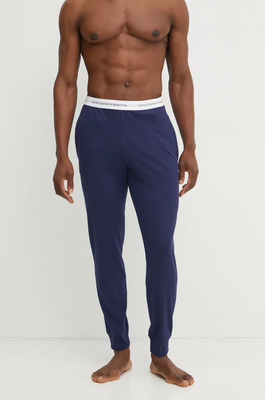 Хлопковые пижамные брюки United Colors of Benetton мужская цвет синий однотонная 30964F00V Хлопковые пижамные брюки United Colors of Benetton мужская цвет синий однотонная 30964F00V