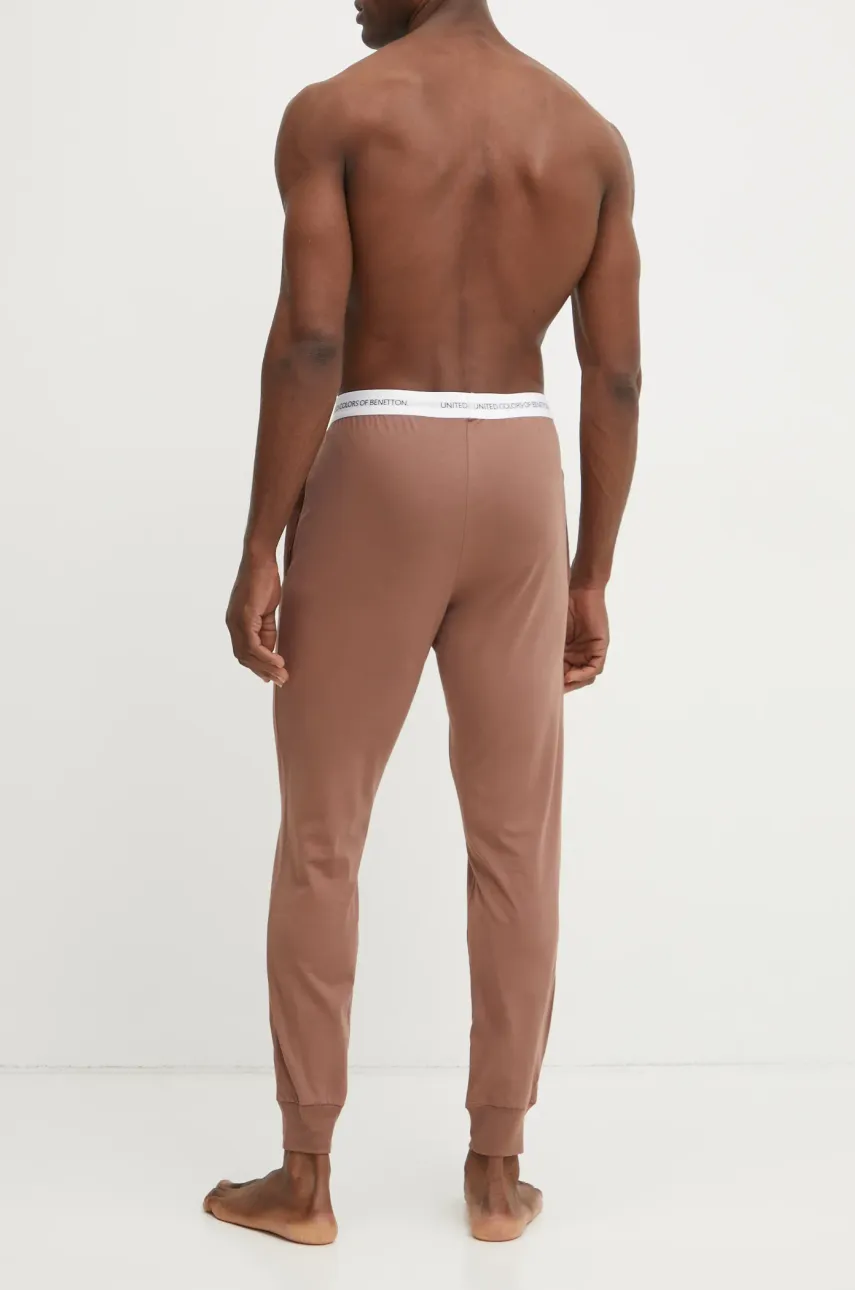 Хлопковые пижамные брюки United Colors of Benetton мужская цвет коричневый однотонная 30964F00V Хлопковые пижамные брюки United Colors of Benetton мужская цвет коричневый однотонная 30964F00V