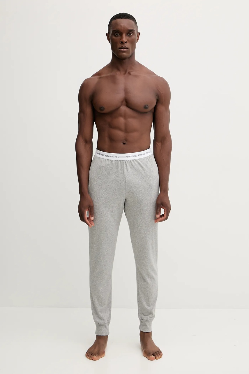 Хлопковые пижамные брюки United Colors of Benetton цвет коричневый однотонные 30964F00V