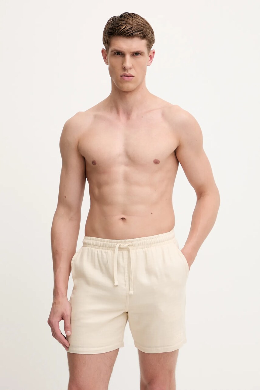 BOSS pantaloni scurti din bumbac culoarea bej, 50540134