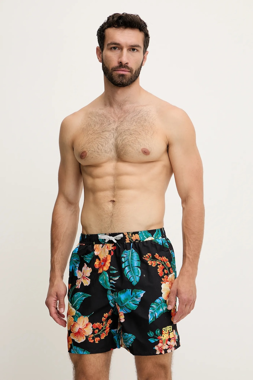 Levně Plavkové šortky Superdry černá barva, M3010242A-F4J
