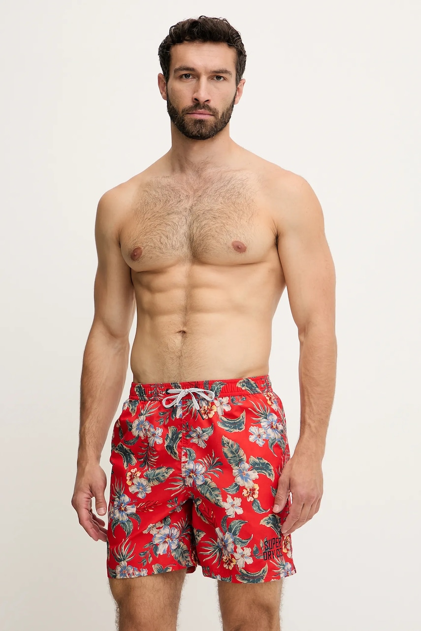 Superdry pantaloni scurți de baie culoarea rosu, M3010242A-VOD