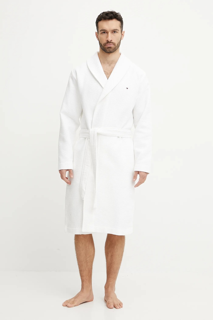 Levně Bavlněný župan Tommy Hilfiger bílá barva, UM0UM03524