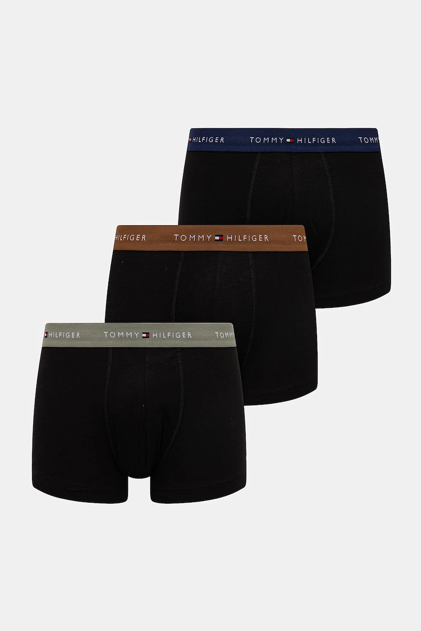 Levně Boxerky Tommy Hilfiger 3-pack pánské, černá barva, UM0UM02763