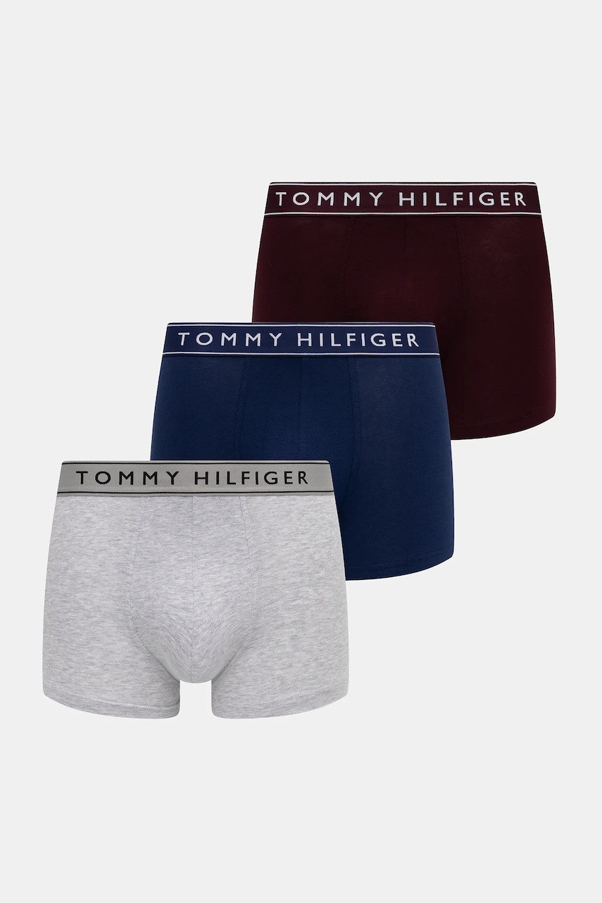 Levně Boxerky Tommy Hilfiger 3-pack pánské, šedá barva, UM0UM03520