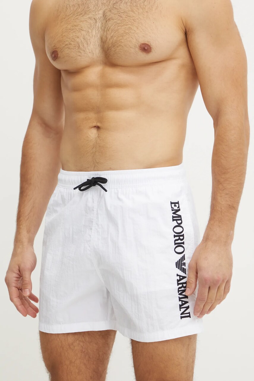 Emporio Armani Underwear pantaloni scurti de baie culoarea alb, EM000583 AF12330
