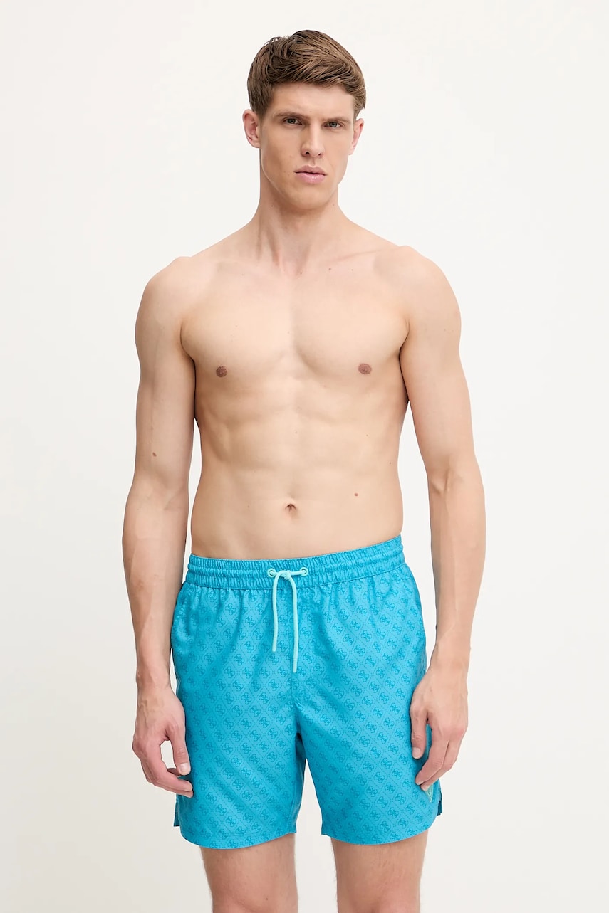 Levně Plavkové šortky Guess modrá barva, F5GT00 WG2D2