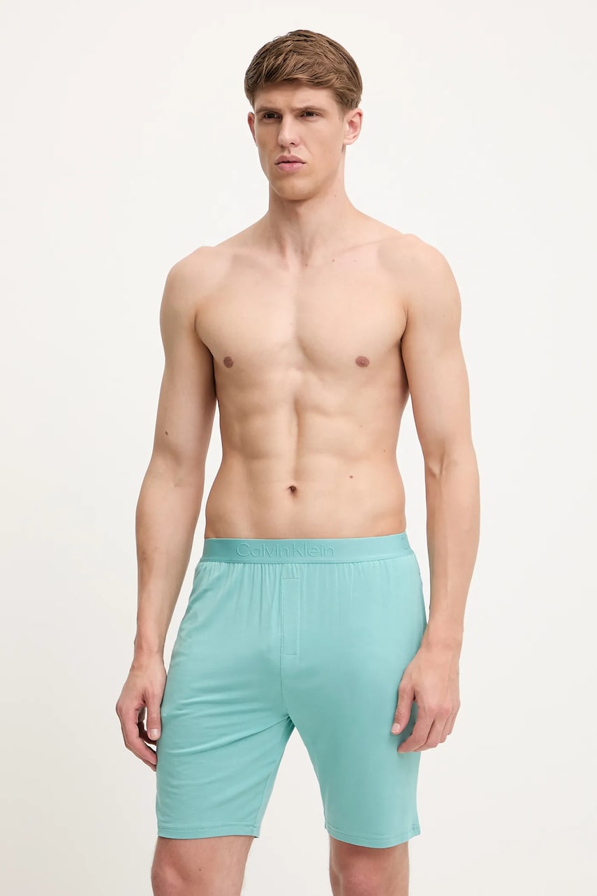Levně Pyžamové šortky Calvin Klein Underwear pánské, tyrkysová barva, LV00NM2824