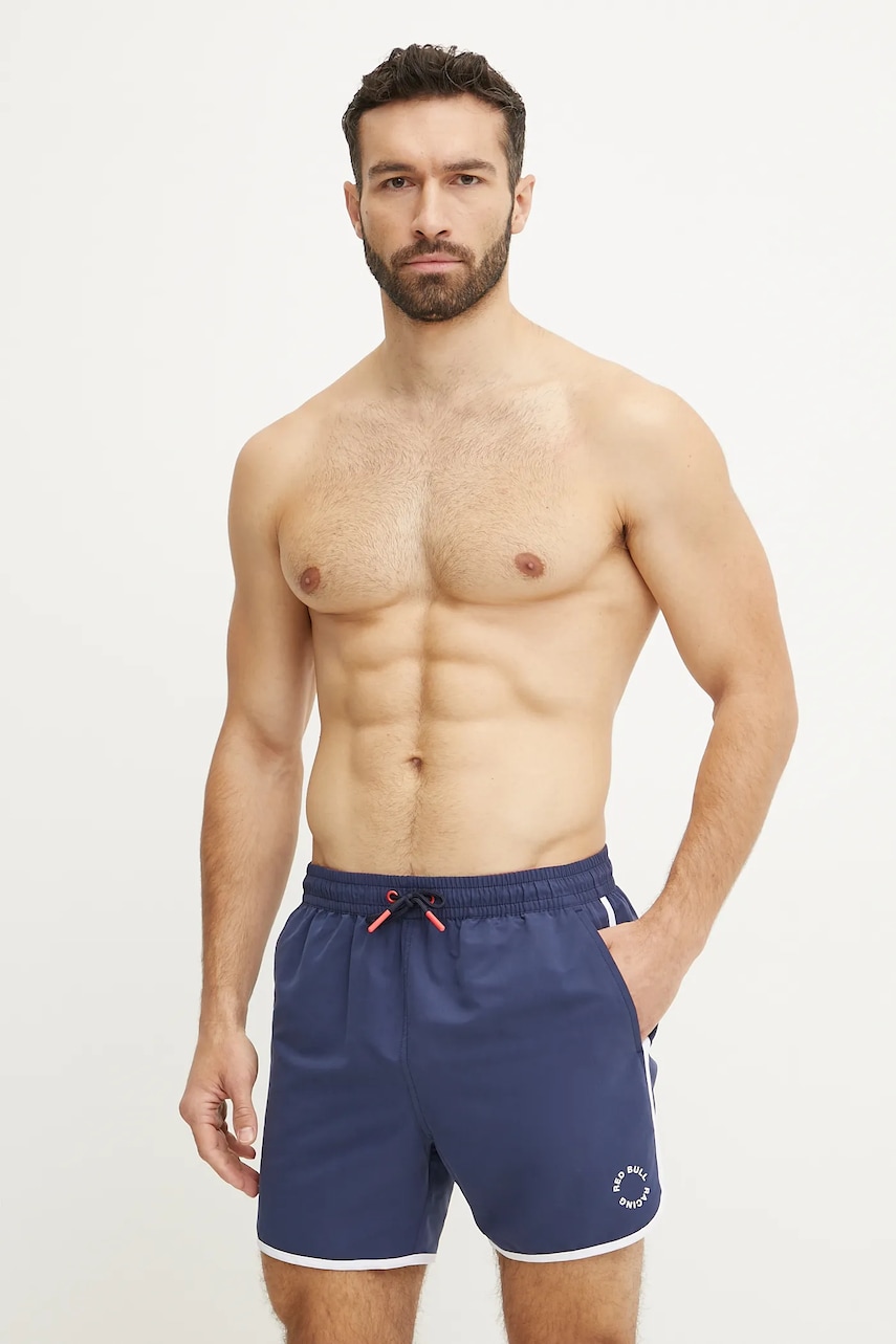 Red Bull Racing x Pepe Jeans pantaloni scurți de baie RBR PIPING culoarea bleumarin, RMB10002 Red Bull Racing x Pepe Jeans pantaloni scurți de baie RBR PIPING culoarea bleumarin, RMB10002