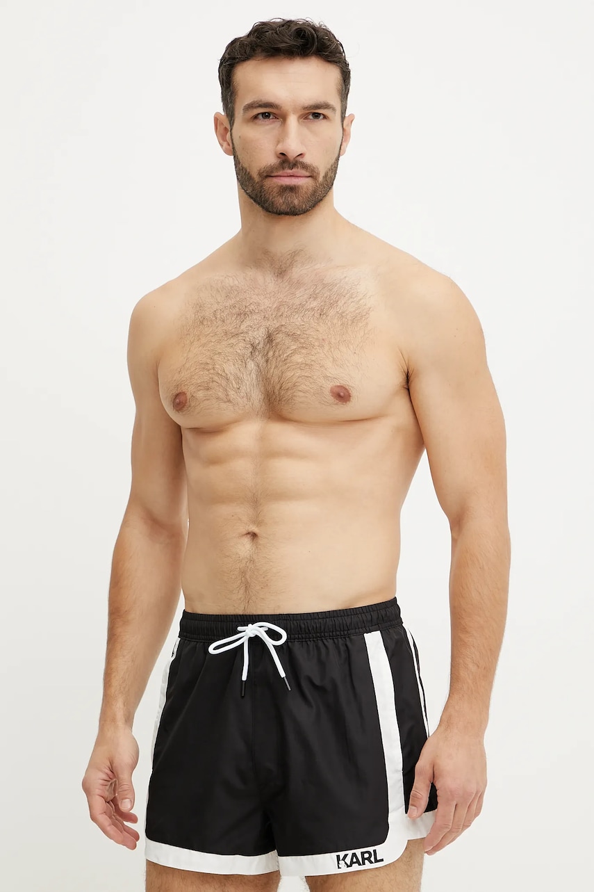 Karl Lagerfeld pantaloni scurti de baie culoarea negru, A1M46064 Karl Lagerfeld pantaloni scurti de baie culoarea negru, A1M46064